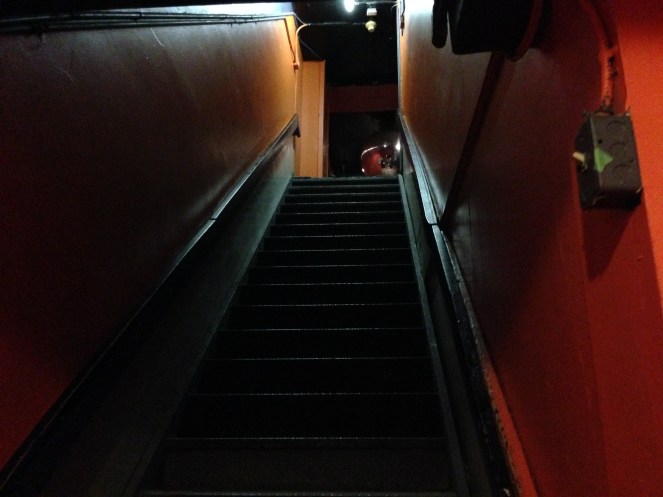 The stairs leading up from the show at Ritual that sent me back into the "real world".